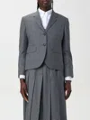 Thom Browne Single-breasted Cropped Jacket In 120's Wool In Grey 1