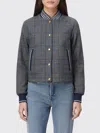Thom Browne Checked Pattern Ribbed Collar Jacket In Gray