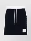 Thom Browne Blocked 4 Bar Mini Skirt With Side Slits In Black