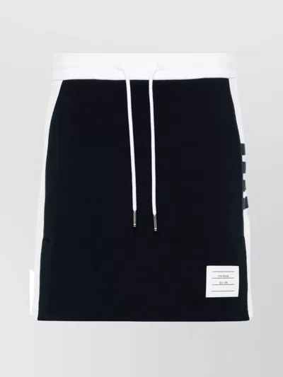 Thom Browne Blocked 4 Bar Mini Skirt With Side Slits In Black