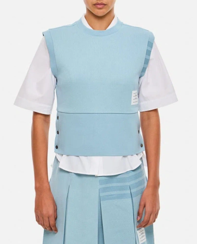 Thom Browne Blouson Shell Top In Double Face Knit In Sky Blue