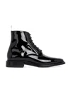 Thom Browne Blucher Patent Leather Boots In Black