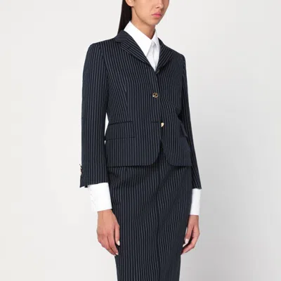 Thom Browne Navy Pinstripe Wool Blazer In Blue