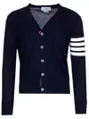 Thom Browne Merino Wool 4-bar Cardigan In Blue