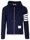 Thom Browne 4-bar Zip-up Hoodie In Blue