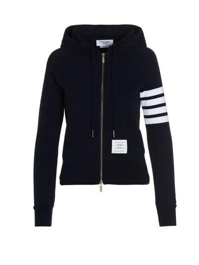 Thom Browne Navy 4-bar Loopback Full Zip Hoodie In Black