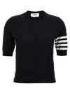 Thom Browne Ribbed Hem Crewneck Short Sleeves Striped Sleeve