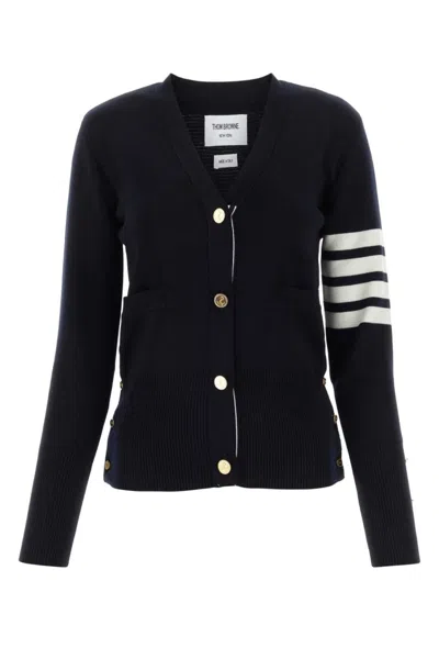THOM BROWNE BLUE 4BAR WOOL CARDIGAN