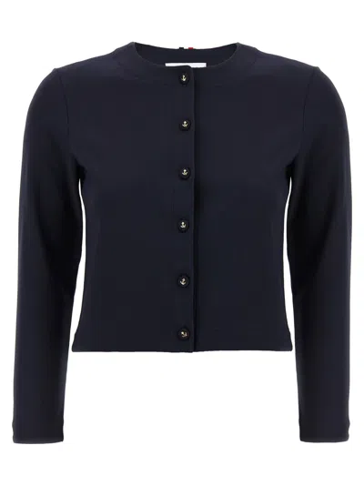 THOM BROWNE BLUE ANCORA CARDIGAN