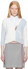 Thom Browne Blue & White Funmix Feather Pointelle Cardigan