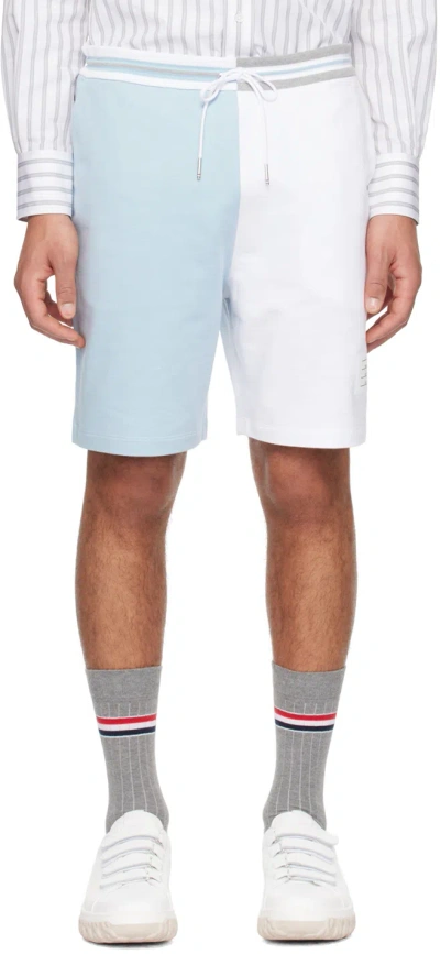 Thom Browne Blue & White Paneled Shorts In 997 Fun Mix