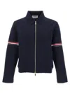 Thom Browne Milano Cotton Blend Bomber Jacket In Blue