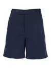 Thom Browne Blue Bermuda Pants With Logo Patch On The Rear And Belt Loops In Blue