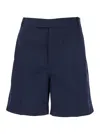 Thom Browne Blue Bermuda Pants With Logo Patch On The Rear And Belt Loops In Multicolor