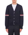THOM BROWNE BLUE BUTTON-FRONT CARDIGAN