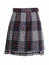 Thom Browne Mini Skirt With Pleated Design And Tricolor Detail In Blue