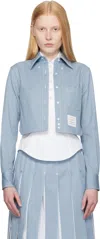 Thom Browne Cropped Denim Shirt With Contrast Stitching