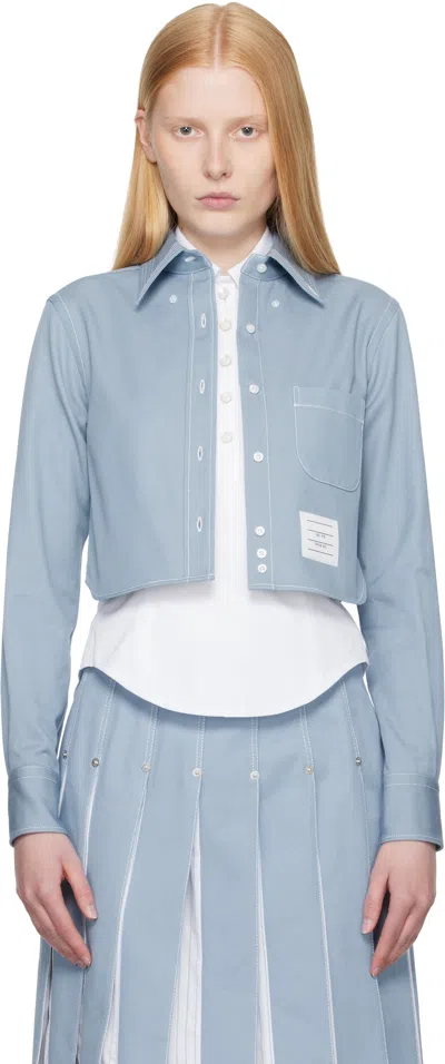 Thom Browne Blue Classic Cropped Long Sleeve Denim Shirt