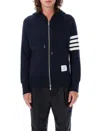 Thom Browne Slim-fit Striped Loopback Cotton-jersey Zip-up Hoodie In Blue