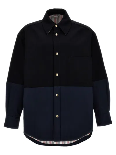 THOM BROWNE BLUE COMBO SNAP OVERSHIRT