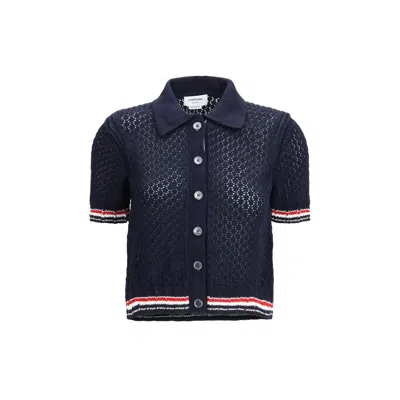 Thom Browne Blue Cotton Cardigan