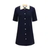 Thom Browne Collared Dress With Short Sleeves In Blue