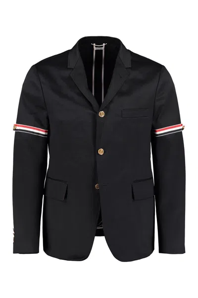 Thom Browne Blue Cotton Clothing Jackets In Black
