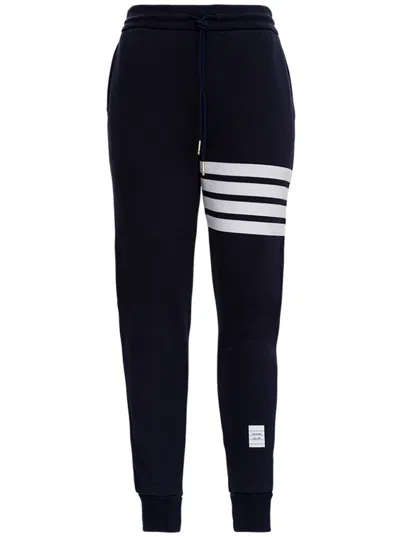 Thom Browne Blue Cotton Jogger With 4 Bar Detail