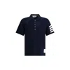 Thom Browne Navy Milano Cotton 4-bar Polo In Blue