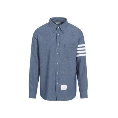 Thom Browne Blue Cotton Straight Fit Shirt