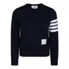 Thom Browne Blue Cotton Sweater In Black