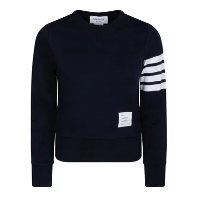 Thom Browne Blue Cotton Sweater In Black