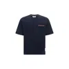 Thom Browne Crew-neck T-shirt With Side Slits And Pocket In Blue