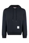 THOM BROWNE BLUE EMBROIDERED LOGO HOODIE FOR MEN