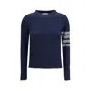 Thom Browne Blue Fleece Wool Sweatshirt In Blue