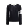 Thom Browne Cable-knit Pointelle-stitch Jumpers In Black