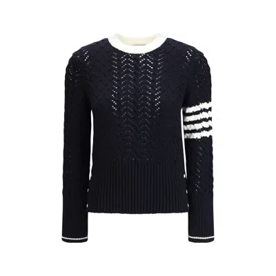 Thom Browne Cable-knit Pointelle-stitch Jumpers In Black
