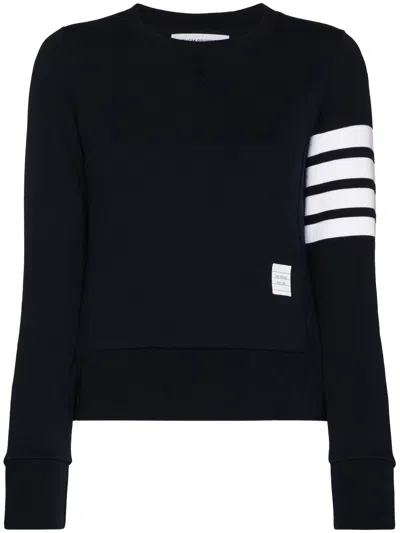 Thom Browne Blue Four-bar Stripe Cotton Sweater For Women In Navy