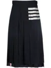 Thom Browne Drop Back Pleated Wool Skirt In Blue