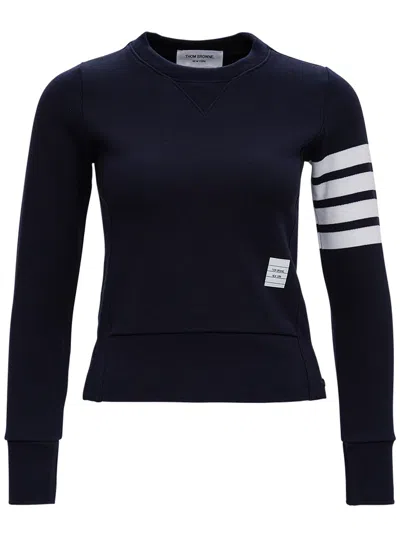 Thom Browne Blue Jersey Sweatshirt With 4bar Detail