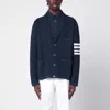 Thom Browne Blue Linen Blend Cardigan In Blue