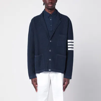 Thom Browne Blue Linen Blend Cardigan
