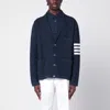 Thom Browne Blue Linen Blend Cardigan In Blue