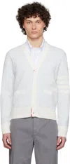 Thom Browne Blue Linen Cotton 4-bar Relaxed Fit Cardigan In Blue