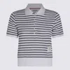 Thom Browne Ribbed Collar Striped Polo In Blue