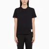 THOM BROWNE THOM BROWNE BLUE NAVY T-SHIRT WITH TRICOLOUR DETAIL WOMEN