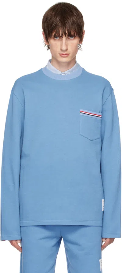 Thom Browne Blue Oversized Sweatshirt In 450 Blue