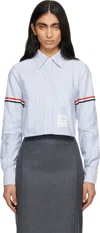 Thom Browne Oxford Striped Poplin Cropped Shirt In Blue
