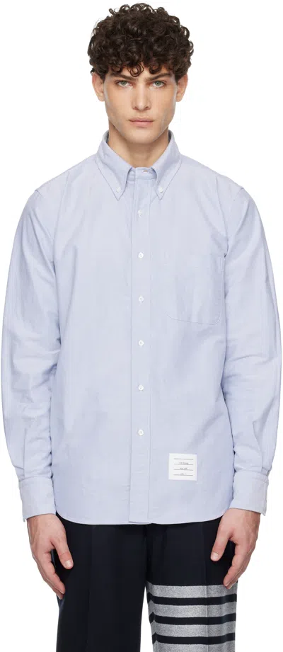 Thom Browne Blue Oxford Long Sleeve Shirt In 480 Light Blue