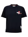 Thom Browne Cotton T-shirt With Contrast Trim In Blue